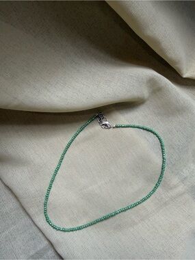Green Seed Bead Necklace - Minimal Women's Jewelry